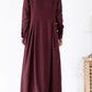 Vintage inspired long sleeves linen dress women 4825