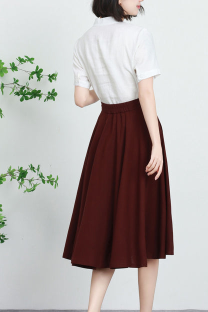 1950s Brown Linen Full Circle Skirt 5736