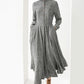 Spring Autumn Long Grey Linen Dress 3831