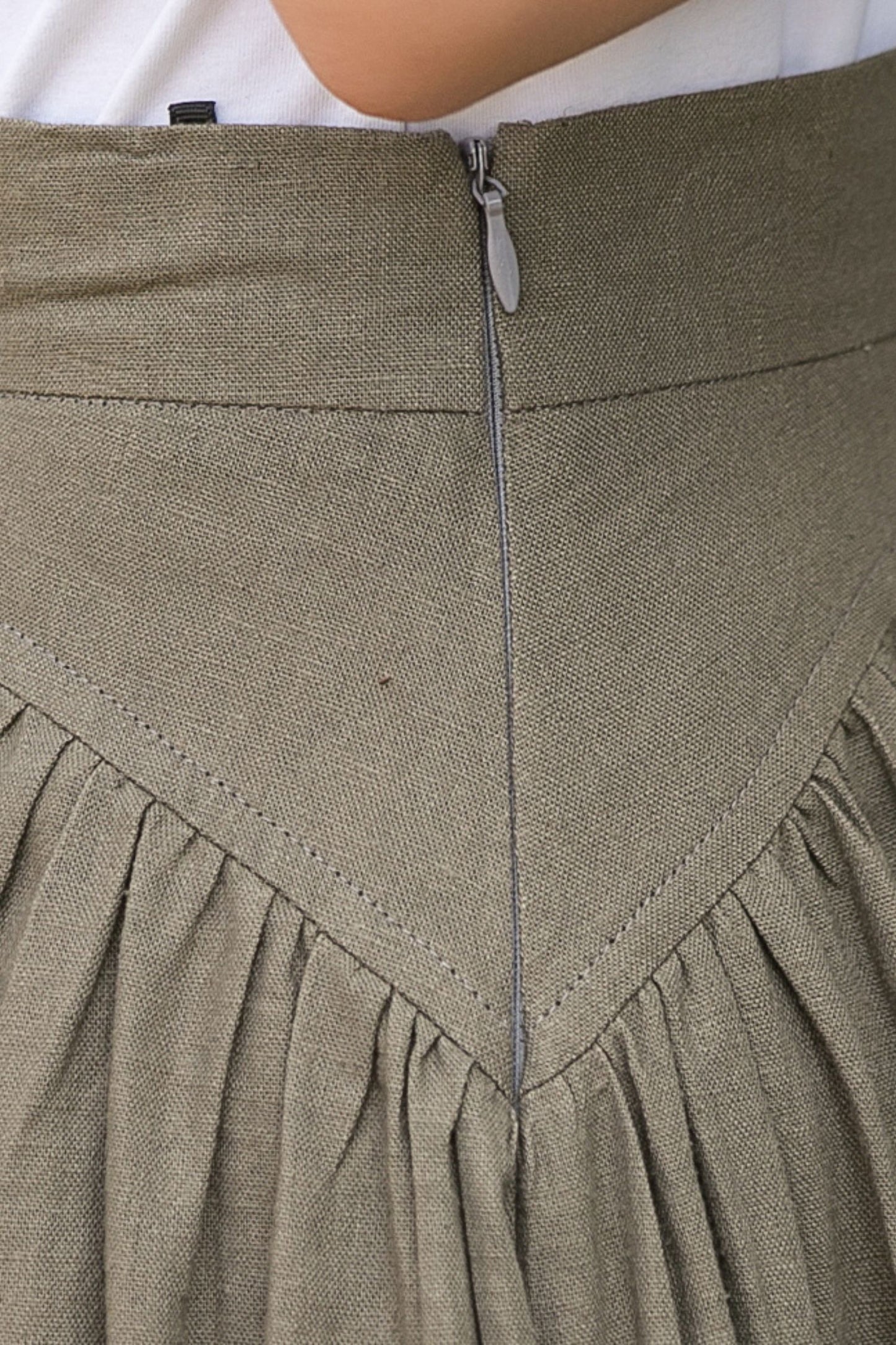 Pleated a line summer linen skirt 2878