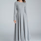 Gray Long sleeve Swing wool dress 1616