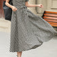 Black and white summer plaid linen wrap dress 4948