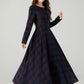 Tartan fit and flare wool maxi dress 5266