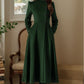 Green A-Line Long Wool Coat 5488