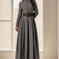 Vintage inspired maxi pleated linen dress 5126