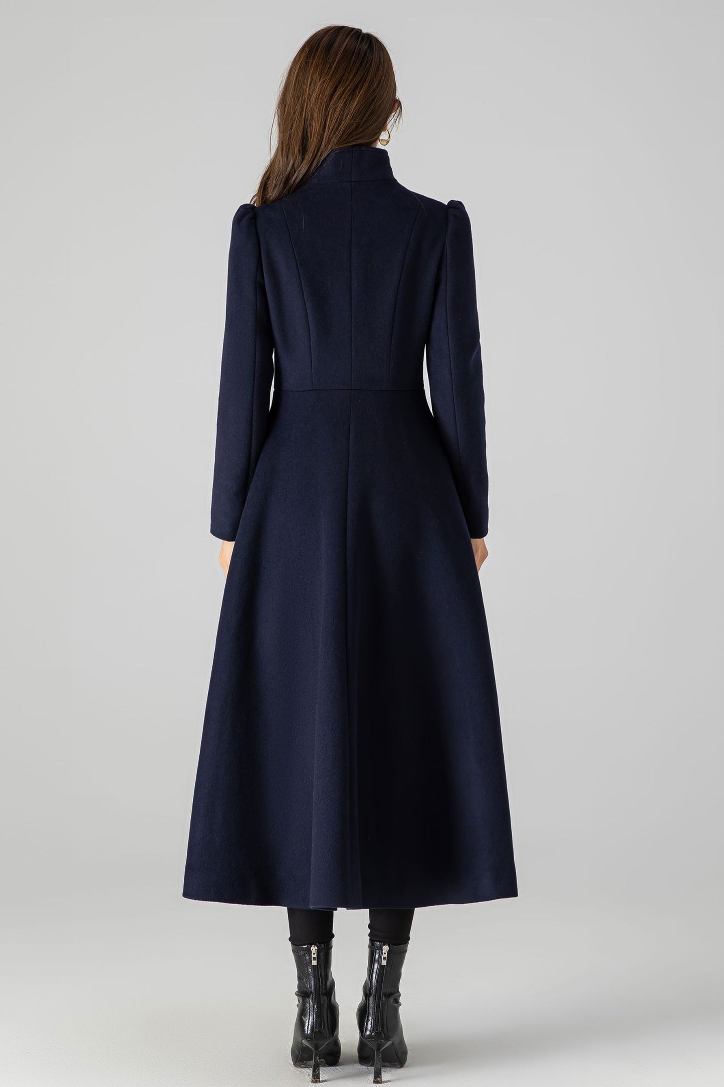 Dark blue A-Line Wool Coat 4506