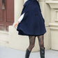 Blue Hooded Wool Cape Coat Women 5353