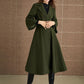 Green princess long winter wool coat 5364