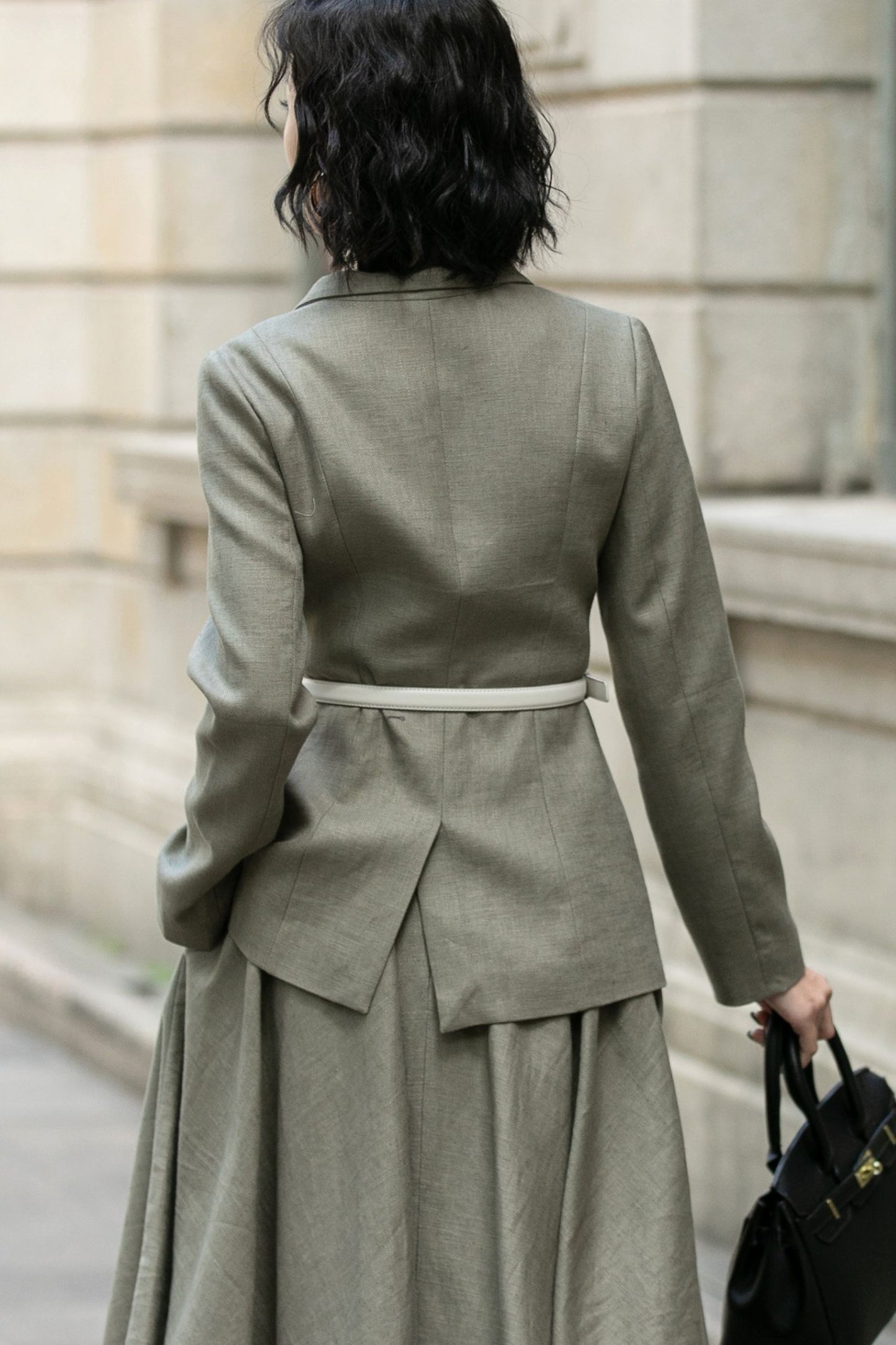 Linen Short Jacket – Button Closure with Lapel Collar and Side Pockets for Spring & Autumn 5681