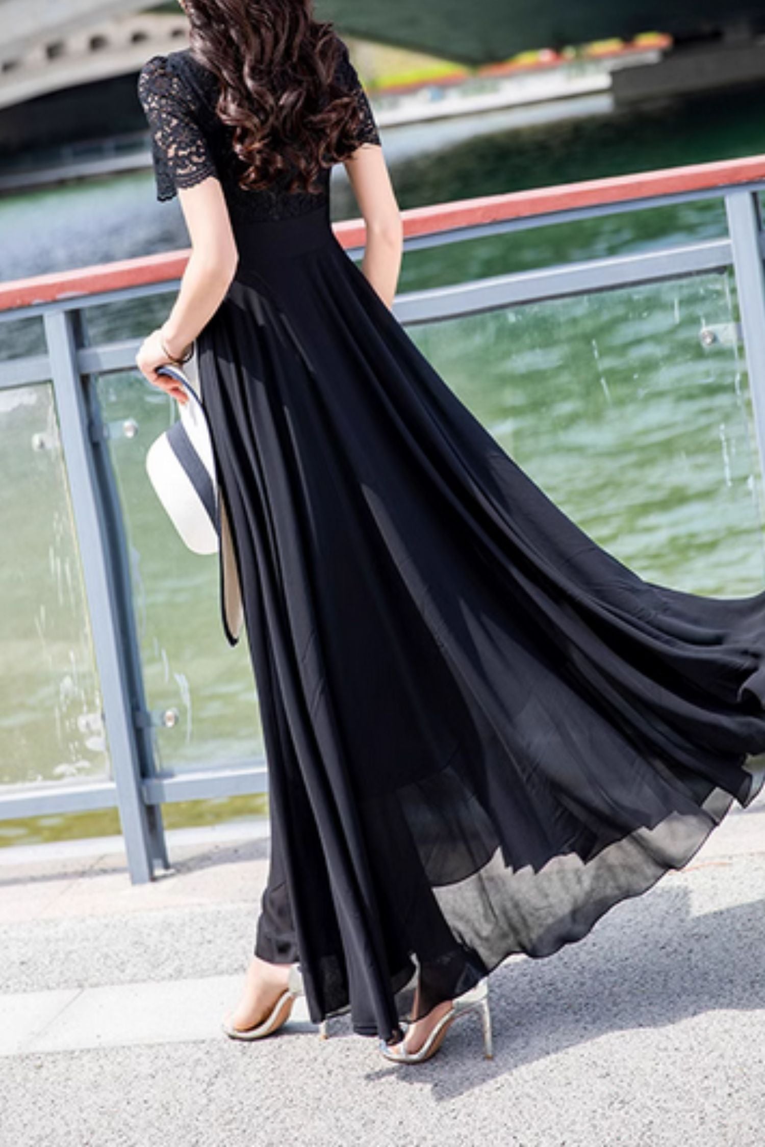 black chiffon summer dress Black Tie-Strap Tiered Midi Dress | Womens | Small (Available in XS, M, L, XL) | 100% Polyester