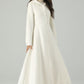 Hooded maxi white wedding wool coat 4519