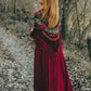 Long sleeves burgundy spring linen dress 5105