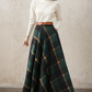 Green Long Winter Wool Plaid Skirt 5274