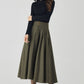 Army green swing winter wool skirt 4530