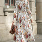 Vintage-Inspired Floral midi linen Dress 5685