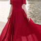 Prom fit and flare red chiffon dress HY0032