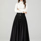 Swing black long pleated wool skirt 4611