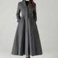 Gray Wool Maxi Coat – Single-Breasted Fit & Flare Long Winter Coat | Xiaolizi 6571