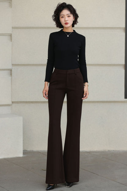 Brown Wool Pants – Handmade Tailored Women’s Wool Trousers for Autumn and Winter 6538