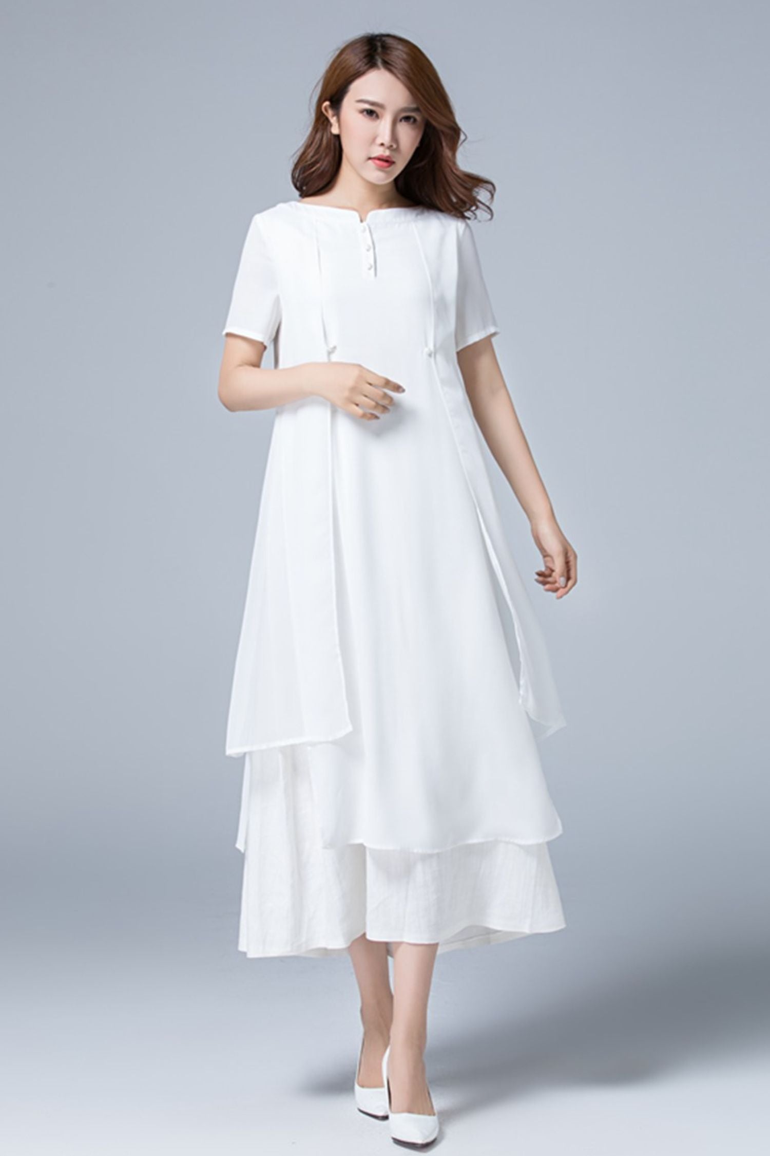 white linen dress plus size Casual Summer Maxi Dresses 1640 XL / White Lined in bust Dress for Women Plus Size
