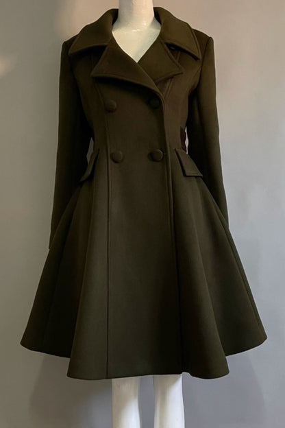 Army green winter wool coat women 5291