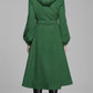 Maxi swing wool coat in Green 6351