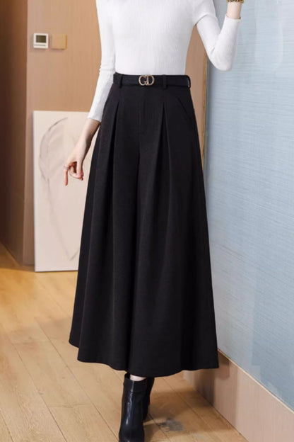 High waist loose fitting wool pants 6372