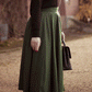 Green Midi Wool Skirt Women 4738