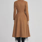 Women's Brown Wool Coat - Midi Length Winter Coat with Lapel Collar 5613