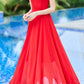 Red maxi chiffon prom dresses women 4985