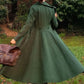 Retro green Long winter wool coat  3221