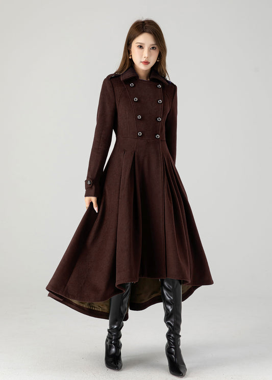Vintage inspired long wool coat 6310