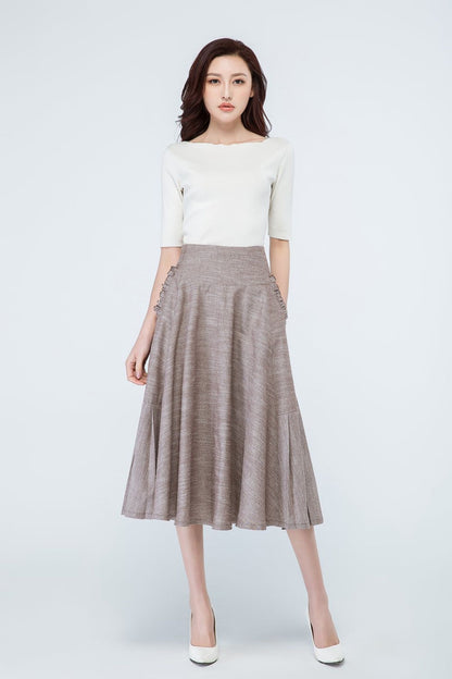 swing midi linen dress with detailed pocket 1690