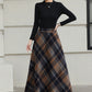 Xiaolizi Plaid Wool Maxi Skirt for Women – Handmade A-Line Winter Full-Length Skirt 6605