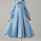 Sky Blue Wool Princess Coat – Vintage Fit and Flare Swing Winter Coat | Xiaolizi 6576