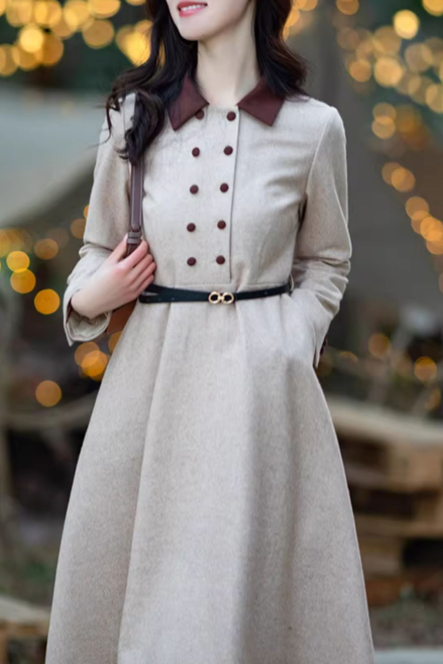 Long sleeves autumn wool dress 5279