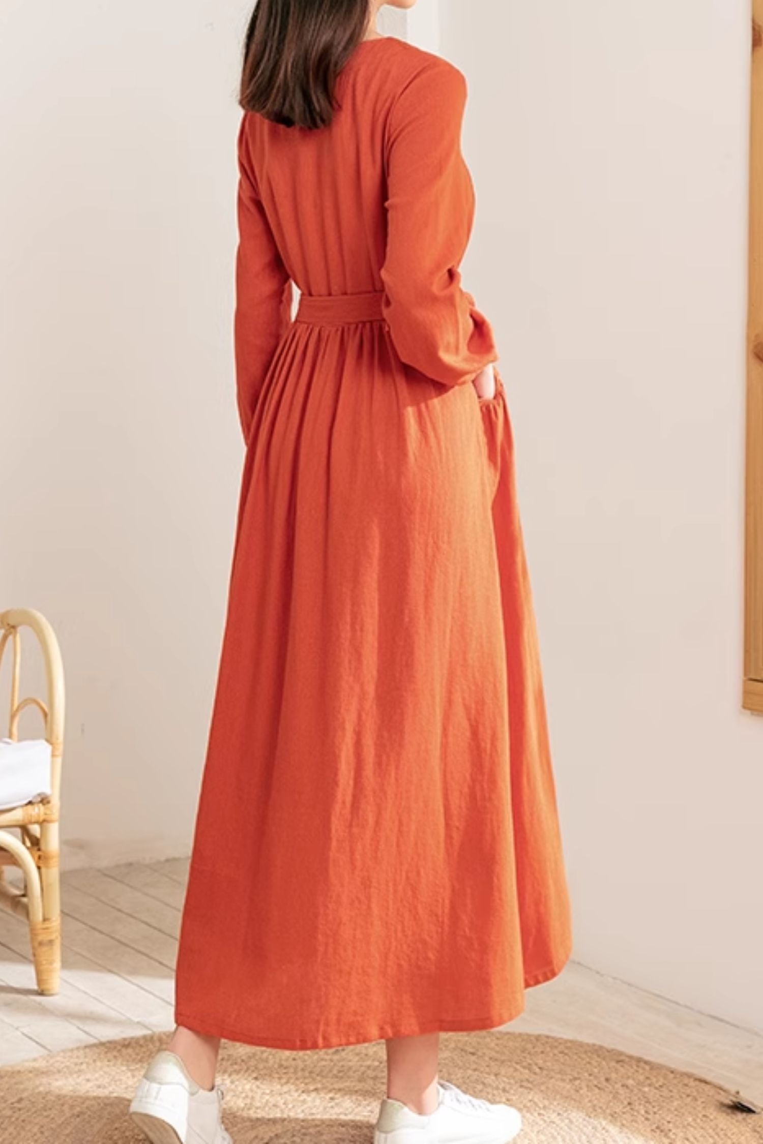 Plus size maxi spring linen dress 4818 Xiaolizi Plus size maxi spring linen dress 4818 Xiaolizi