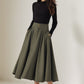 Army green swing winter wool skirt 5249