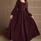 Burgundy maxi autumn wool womens dress 5359