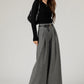 Gray wide leg long wool pants women 5482