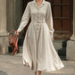 Beige midi linen shirt dress 5674