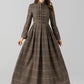 Maxi pleated winter long plaid wool dress 5427