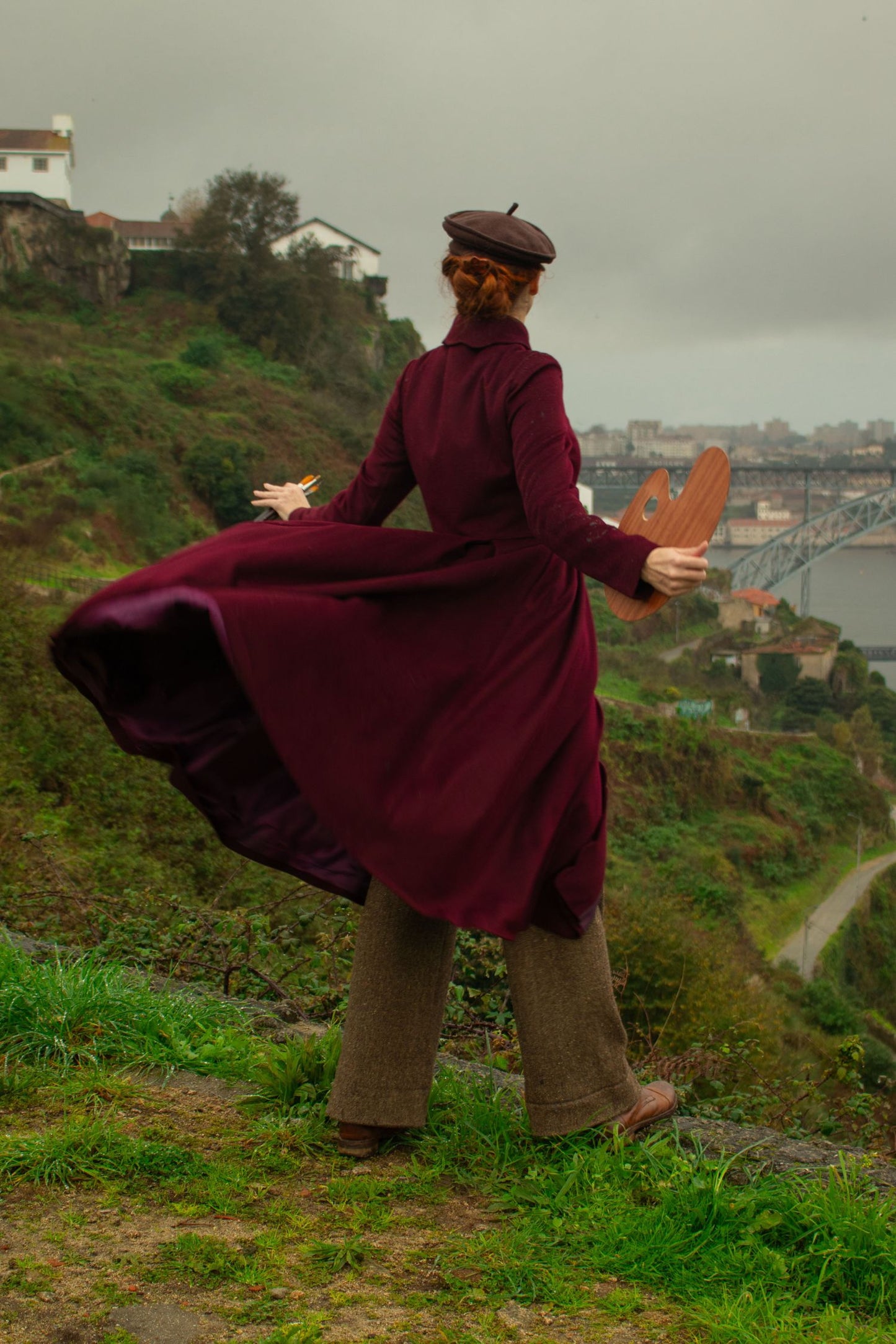 Burgundy Princess long wool coat 4813