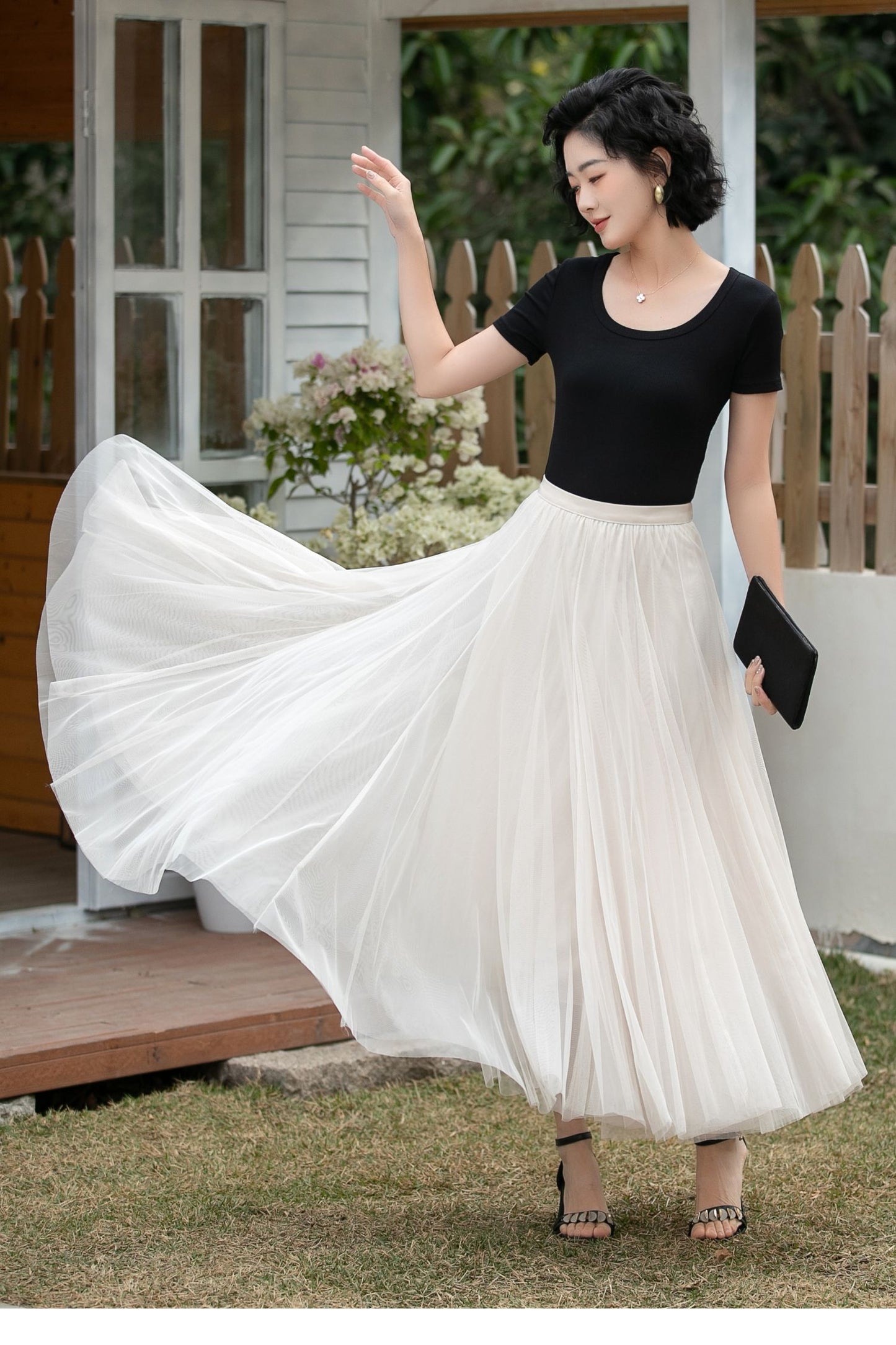 Xiaolizi Apricot Tulle Maxi Skirt – Vintage Full Circle 6698
