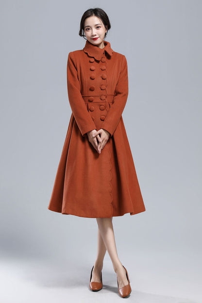 Handmade Caramel Wool Coat – Vintage Princess Winter Maxi Overcoat 3164