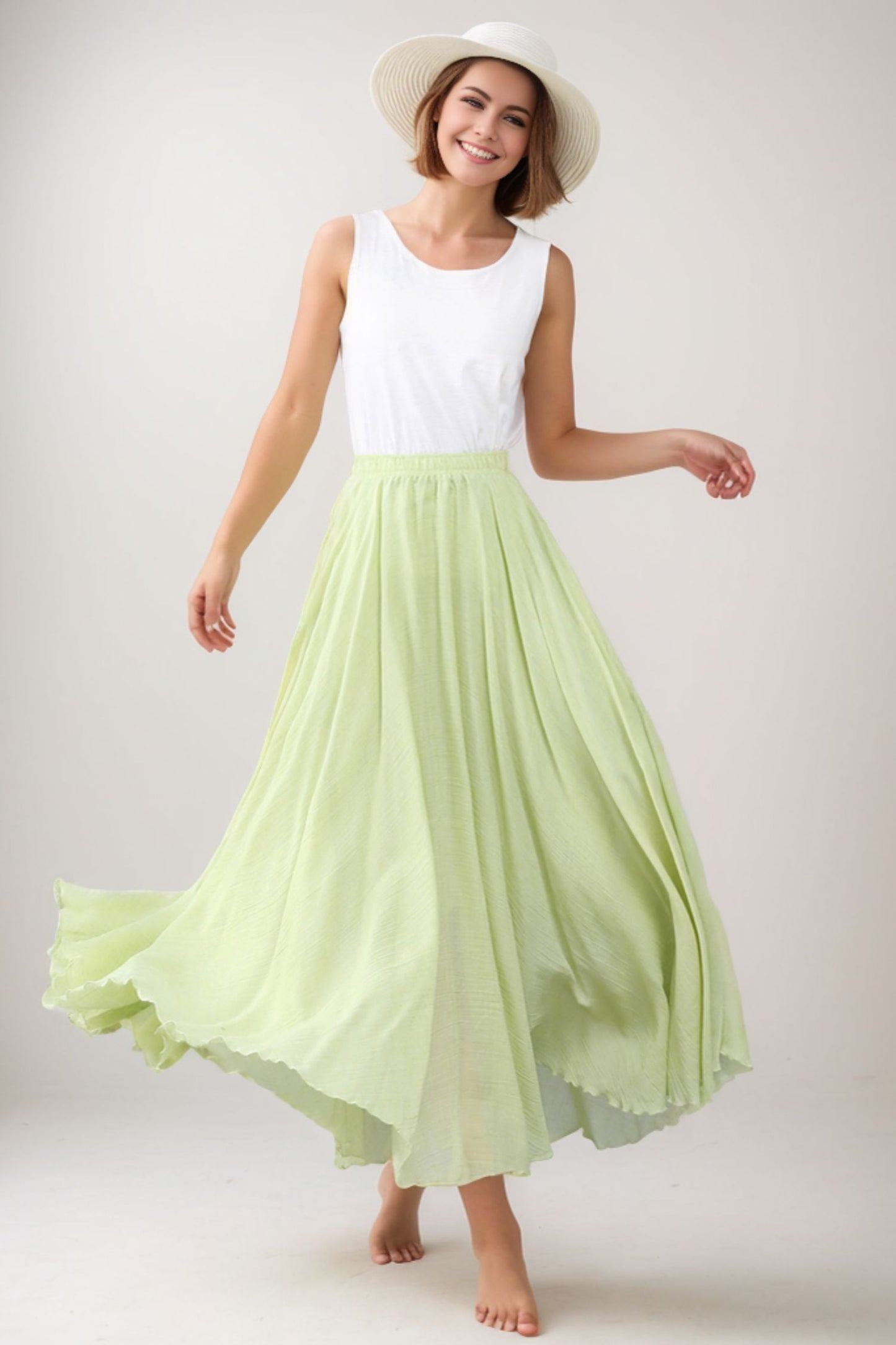 Summer Maxi Swing Flowy Cotton Ankle length Full Skirt 3562