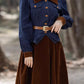 Blue top with brown velvet skirt 5545