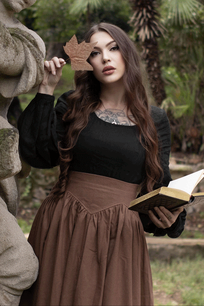 Brown Wool Maxi Skirt – Vintage High Waist A-Line Skirt for Autumn & Winter 4732