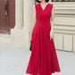 Burgundy sleeves summer prom chiffon dress 5173