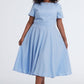 Plus size Blue Linen swing dress 3401